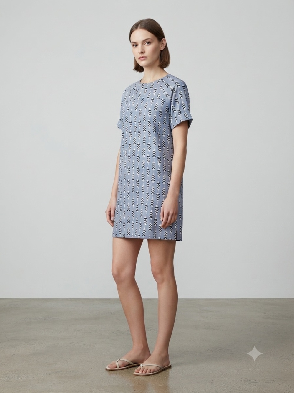 Uncle Frank by Ivy Jane Feather Print Cotton Shift Dress Women's Large